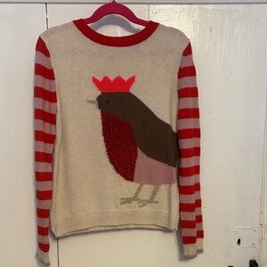 Mini Boden Pink and Cream Knit Bird Sweater